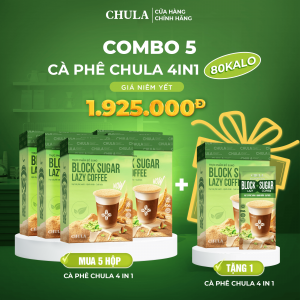 Combo 5 hộp Cà phê 80 calo dành cho người ăn kiêng Chula - 70 gói